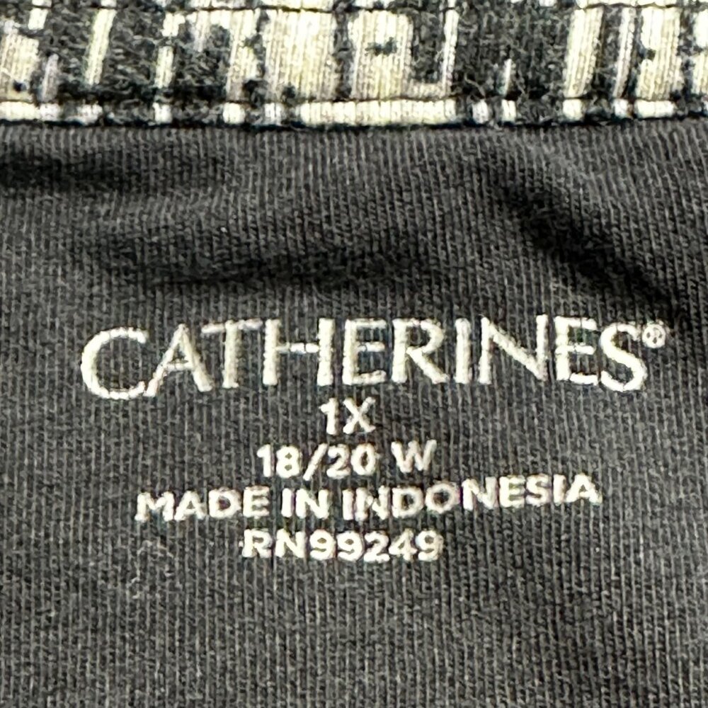 Catherines Womens Black White Zigzag 3/4 Sleeve Top Size 1X 18/20W Cotton Blend - Picture 3 of 9